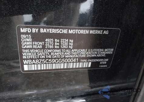 2016 BMW 328I Gran Turismo xDrive z USA, uszkodzony, nr VIN WBA8Z5C59GG500041